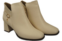 Damen-Stiefeletten ElitaBut 226 Beige aus Naturleder, gefüttert, eckige Zehenkappe, Blockabsatz