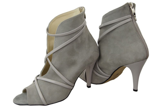 Damen-Peep-Toe-Stiefel, Naturleder, Wildleder, Grau 107 ElitaBut