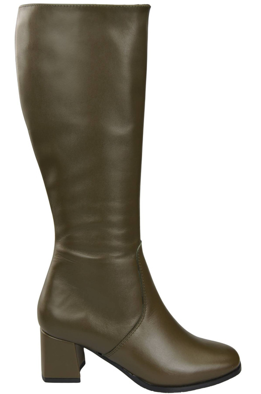 Bequeme Damen Olive Niedrig Absatz Stiefel Naturleder 212 ElitaBut