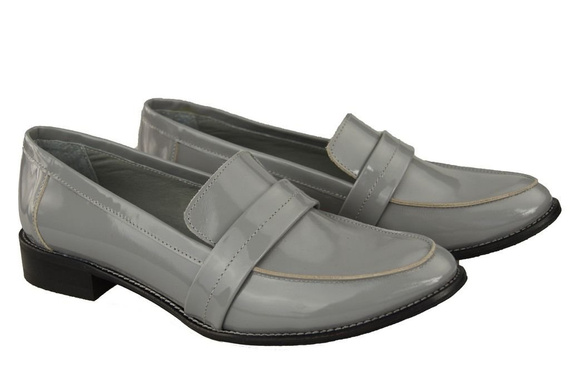 Schuhe Damen Mokassins Naturleder Grau lackiert 139 ElitaBut