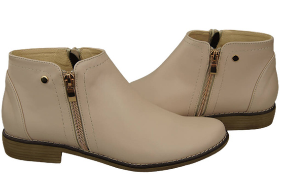 Frühlings-Damenstiefel, Naturleder Cappuccino Bright 872 ElitaBut