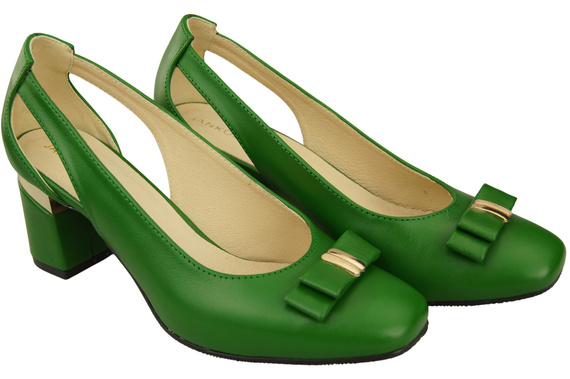 Schuhe Damen Grün Pumps aus Naturleder mit dekorativem Absatz 199 ElitaBut