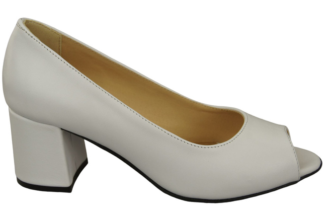 Damenschuhe PEEP TOE Pumps aus weißem Naturleder mit beschichtetem Absatz 192 ElitaBut