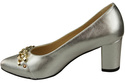 Klassische Frauen Silber Naturleder Schuhe mit Gold Ornament Kette 200 ElitaBut