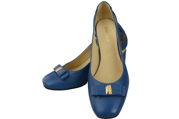 Schuhe Damen Blau Pumps aus Naturleder mit dekorativem Absatz 199 ElitaBut