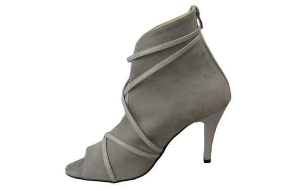 Damen-Peep-Toe-Stiefel, Naturleder, Wildleder, Grau 107 ElitaBut