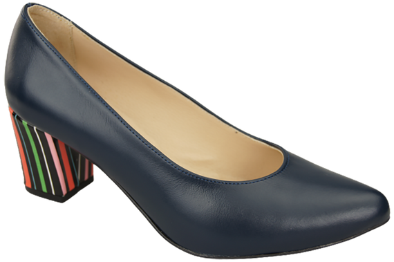 Damenschuhe Marineblaue Pumps aus Naturleder mit dekorativem Absatz 158 ElitaBut