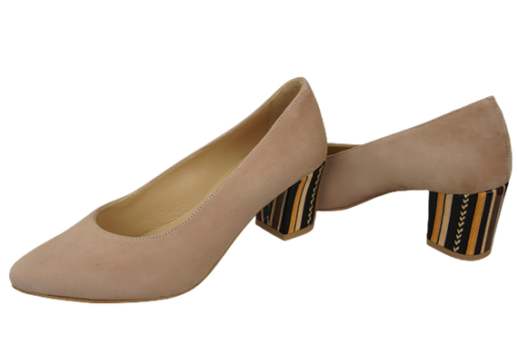 Damenschuhe Pumps Rosa Natürliches Wildleder Dekorativer Absatz 158 von ElitaBut