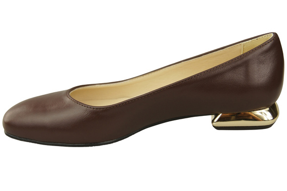 Flache Frauen Schuhe Schokolade Dekorative Ferse Naturleder 209 ElitaBut