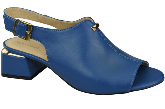 Damenschuhe Sandalen Blau, goldene Schnalle, Naturleder 198 ElitaBut