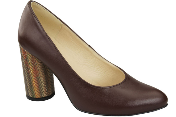 Damenschuhe Schokoladenpumps Naturleder Bunter Zierabsatz 194 ElitaBut