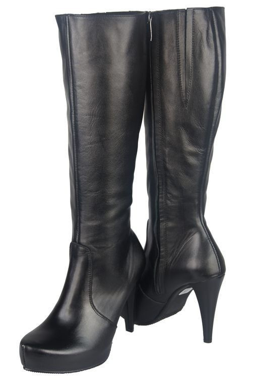 Damen-Plateaustiefel, Naturleder, Schwarz 687 ElitaBut