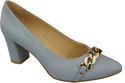 Klassische Frauen Hellblaues Naturleder Schuhe mit Gold Ornament Kette 200 ElitaBut