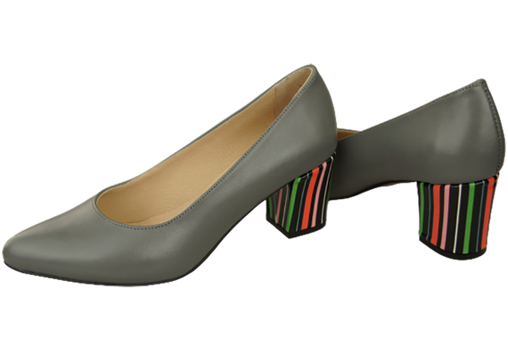 Damenschuhe Graue Pumps aus Naturleder mit Zierabsatz 158 ElitaBut