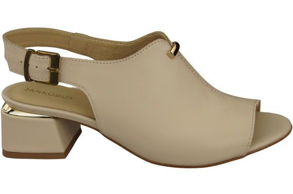 Damenschuhe Sandalen Beige, goldene Schnalle, Naturleder 198 ElitaBut