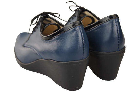 Damenschuhe mit Keilabsatz, Naturleder, Marineblau 181 ElitaBut