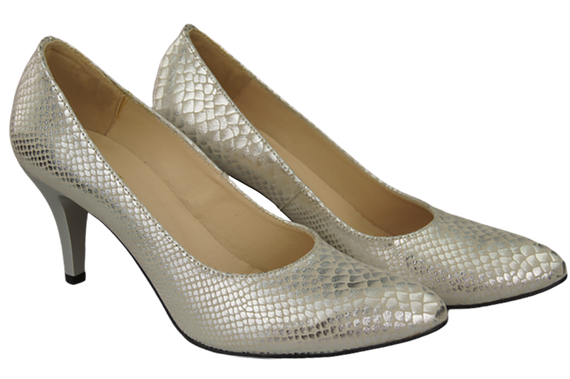 Damenschuhe Silber Pumps Schlangenmotiv Naturleder 150 ElitaBut