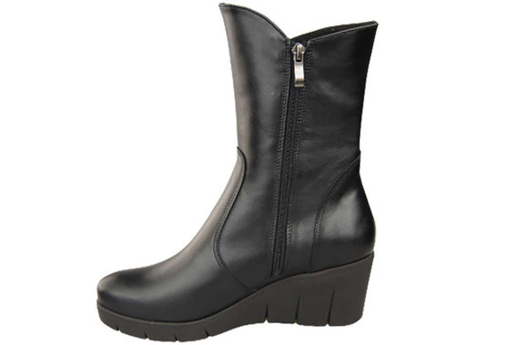 Damen-Keilstiefel, Naturleder, Schwarz 178 ElitaBut