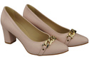 Klassische Frauen Puderrosa Naturleder Schuhe mit Gold Ornament Kette 200 ElitaBut