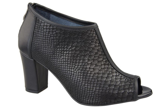 Damenschuhe Peep-Toe-Stiefeletten, Naturleder, Black Scale 957 ElitaBut