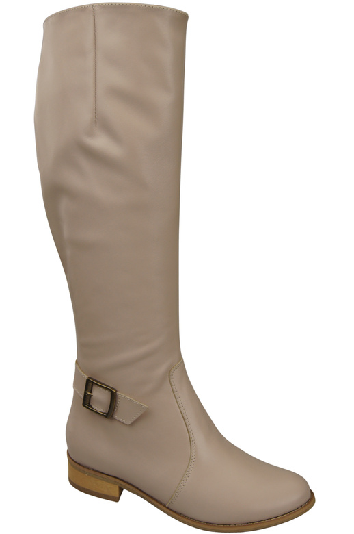 Damen-Lederstiefel Cappuccino Blass Gefüttert Offiziersstiefel, Flach 225 ElitaBut
