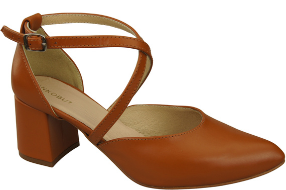 Elegante Rotes Ledersandalen mit offener Seite und stabilem Absatz 218 ElitaBut