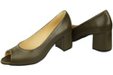 Damenschuhe PEEP TOE Olive Pumps Naturleder mit beschichtetem Absatz 192 ElitaBut