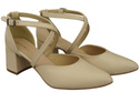 Elegante Beige Ledersandalen mit offener Seite und stabilem Absatz 218 ElitaBut