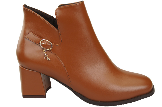 Damen-Stiefeletten ElitaBut 226 Braun aus Naturleder, gefüttert, eckige Zehenkappe, Blockabsatz