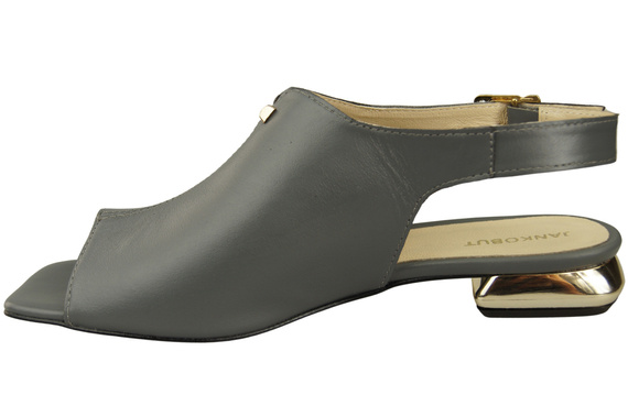 Bequeme Frauenschuhe Sandalen Aschgrau Flacher Goldabsatz Naturleder 207 ElitaBut