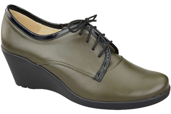 Schuhe Damen-Keilschuhe, Naturleder, Olive 181 ElitaBut