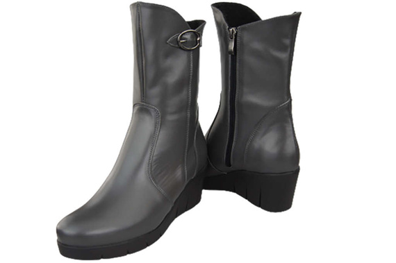 Damen-Keilstiefel, Naturleder, Graphit 178 ElitaBut