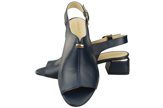 Damenschuhe Sandalen Marineblau, goldene Schnalle, Naturleder 198 ElitaBut