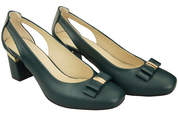 Schuhe Damen Malachit Pumps aus Naturleder mit dekorativem Absatz 199 ElitaBut