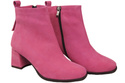 Damen Stiefeletten Fuchsie aus Veloursleder, stabiler Blockabsatz, Reißverschluss 224 ElitaBut