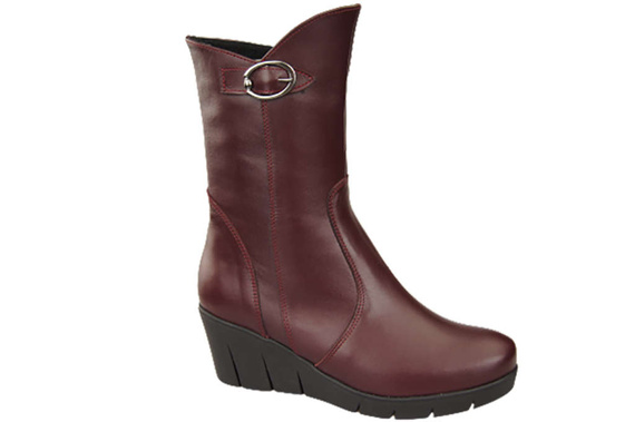 Damen-Keilstiefel, Naturleder, Burgunderrot 178 ElitaBut