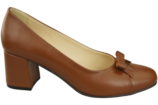 Damen Pumps mit Schleife Braun Naturleder und niedrigem Absatz 203 ElitaBut