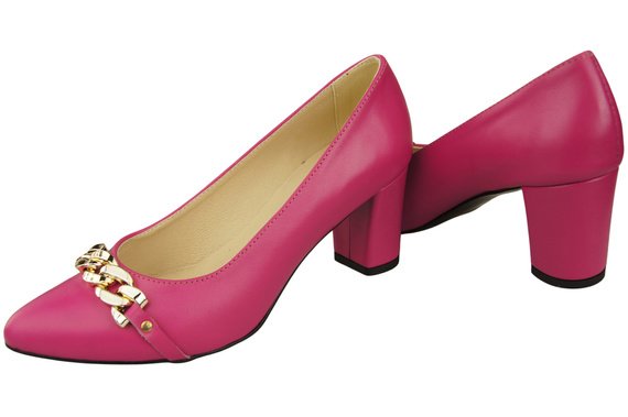 Klassische Frauen Lila Naturleder Schuhe mit Gold Ornament Kette 200 ElitaBut