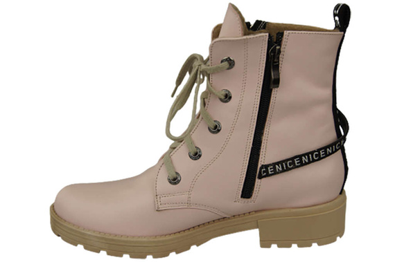 Schuhe Damen-Stiefeletten mit der Aufschrift NICE, Naturleder, Puderrosa 173 L ElitaBut