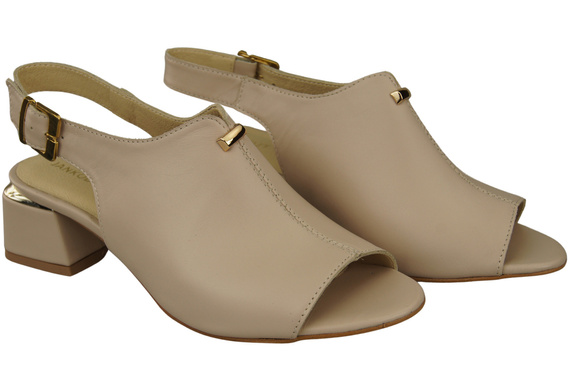 Damenschuhe Cappuccino Sandalen Hellgoldene Schnalle Naturleder 198 ElitaBut