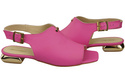 Bequeme Frauenschuhe Sandalen Fuchsie Flacher Goldabsatz Naturleder 207 ElitaBut