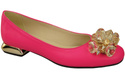 Damen Neon Rosa Pumps mit Kristallen flach Naturleder 216 ElitaBut