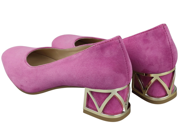 Bequeme Damenschuhe Fuchsie Pumps mit dekorativem Absatz Natürliches Wildleder 219 von ElitaBut