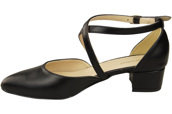 Damen Sandalen Echtleder Schwarz mit Riemen Niedriger Absatz 223 ElitaBut