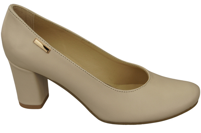 Klassische Damen Beige Leder Mandel Nase Pumps 201 ElitaBut