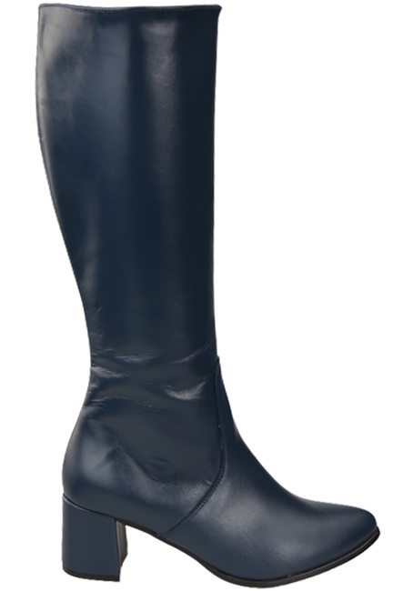 Klassische Damenstiefel, Naturleder, Marineblau 175 ElitaBut