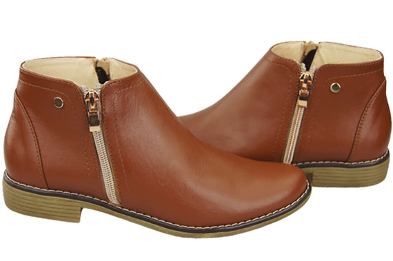 Damenschuhe Damenstiefel Warmes Naturleder, Braun 872 von Elitabut