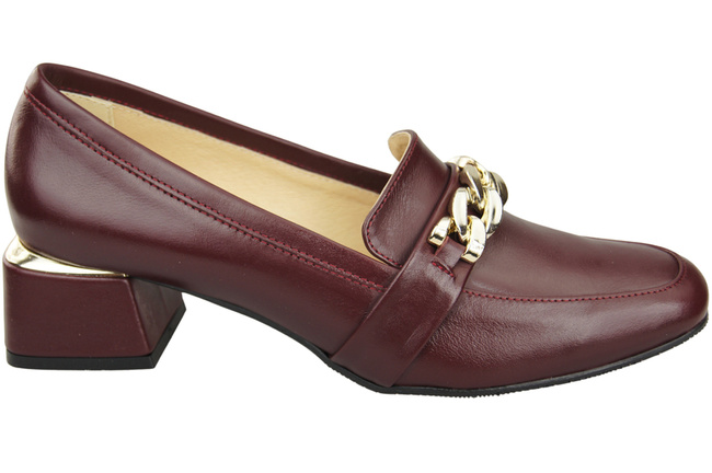 Damenschuhe mit Zierkette Pumps Mokassins Naturleder 193 Burgund ElitaBut