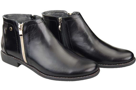 Damenschuhe Damenstiefel Warmes Naturleder Schwarz glänzend 872 von Elitabut