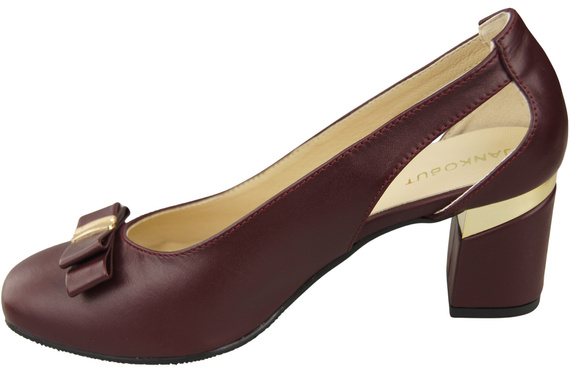 Schuhe Damen Burgunderrote Pumps aus Naturleder mit dekorativem Absatz 199 ElitaBut